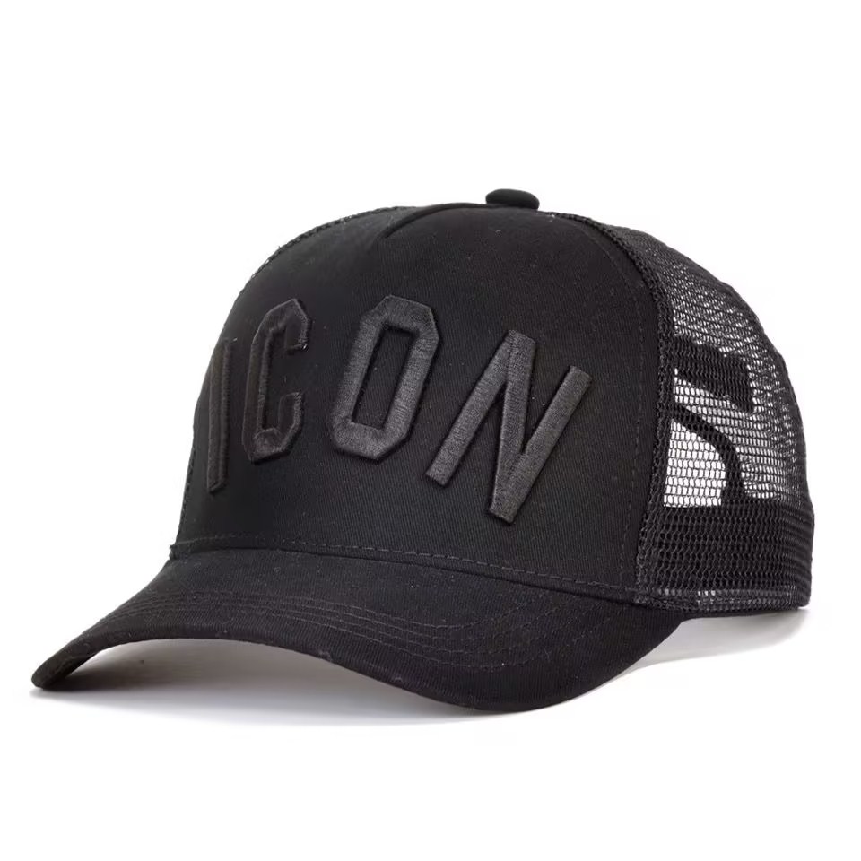 Wholesale Custom Logo Print Trucker Hat Navy Blue Front Mesh Back Adjustable Baseball Cap Unisex Streetwear