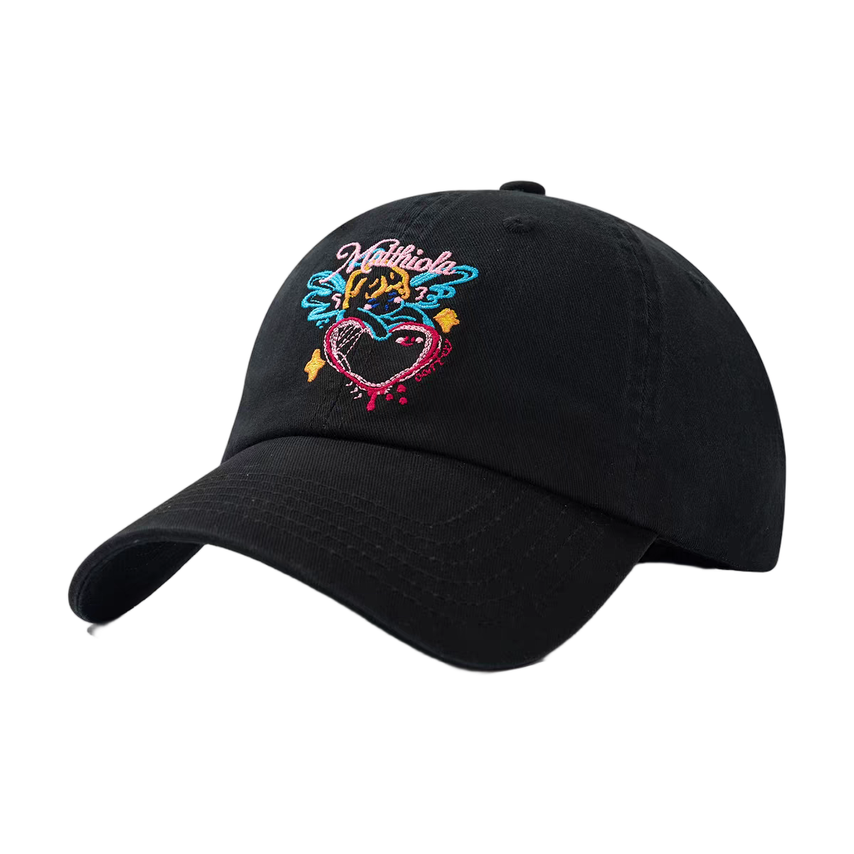 Flat Embroidered Vintage Sporty Twill Baseball Cap Korean Style Soft Top Adjustable Unisex Casual Dad Hat Common