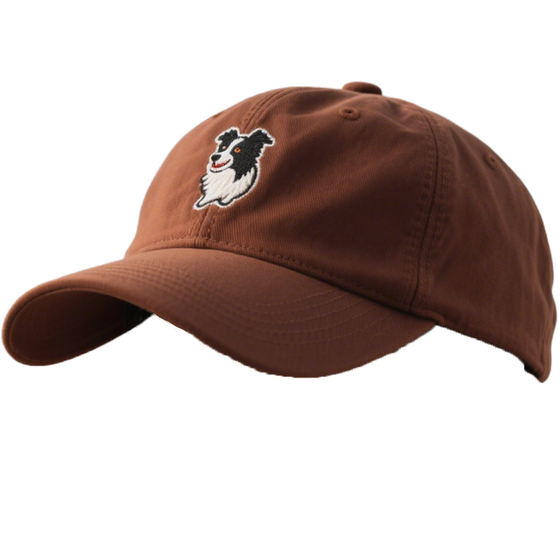 Men's Light Maroon Border Collie Embroidered Adjustable Cotton Baseball Cap