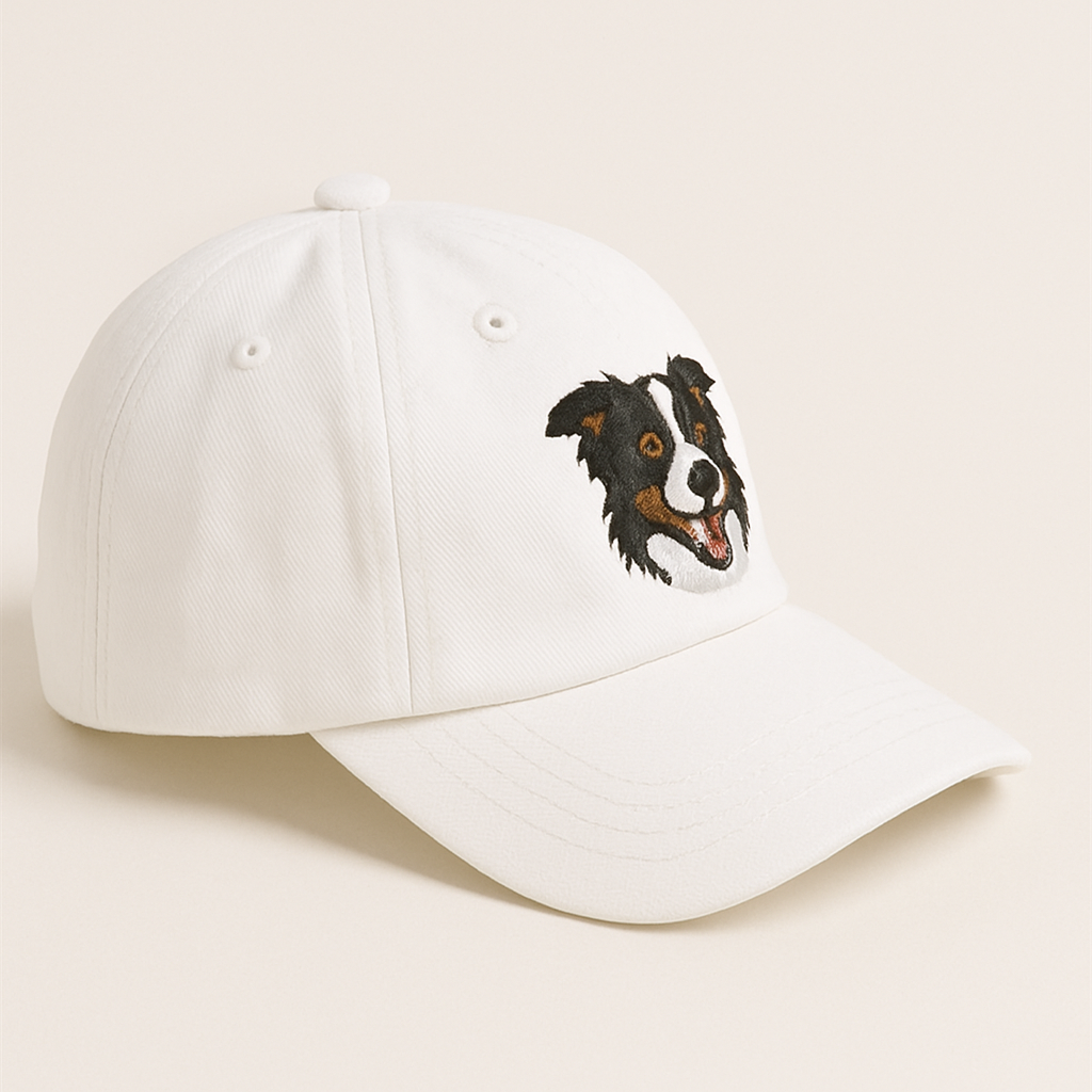 Men's Border Collie Embroidered Gray Adjustable Cotton Denim Baseball Cap