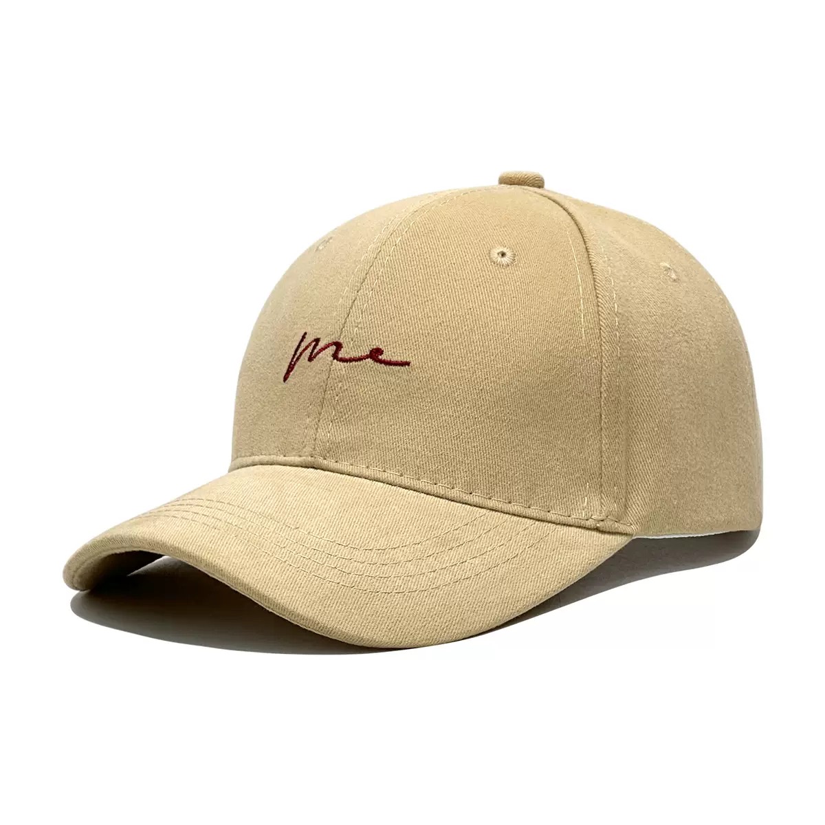 Custom Me Letter Embroidered Baseball Cap, OEM ODM 6 Panel Cotton Baseball Hat with Custom Logo