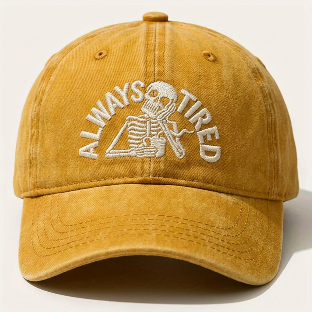 Three-dimensional Skull Letter Embroidery Washed-out Distressed Baseball Cap for Outdoor Sun protection