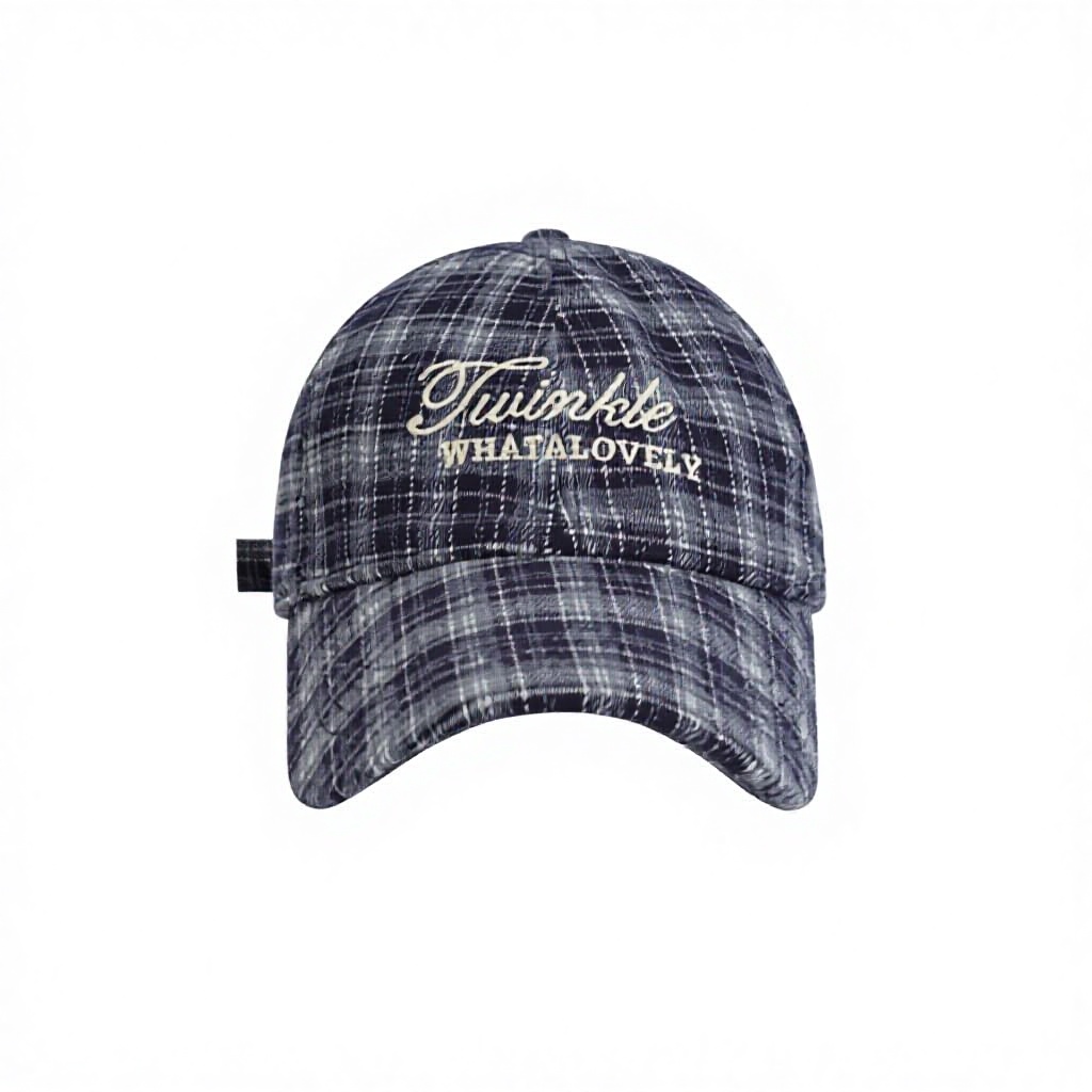 High-quality Fall and Winter Hat Korean-style Fashionable Checkered Embroidered Baseball Cap Casual Baseball Cap