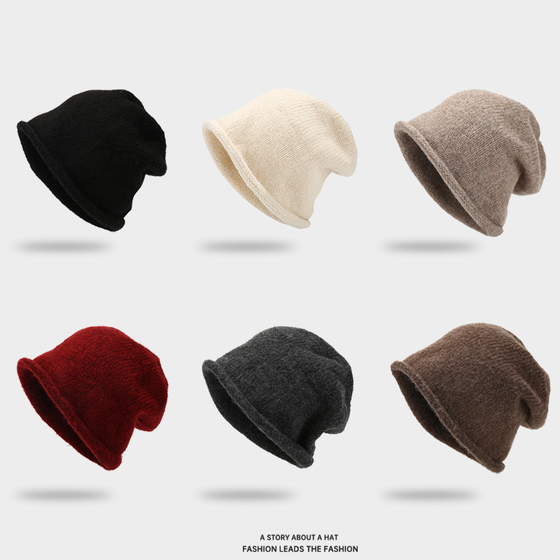 Winter and Autumn Hat with Rolled Brim for Warmth and protection Fashionable Knitted Hat