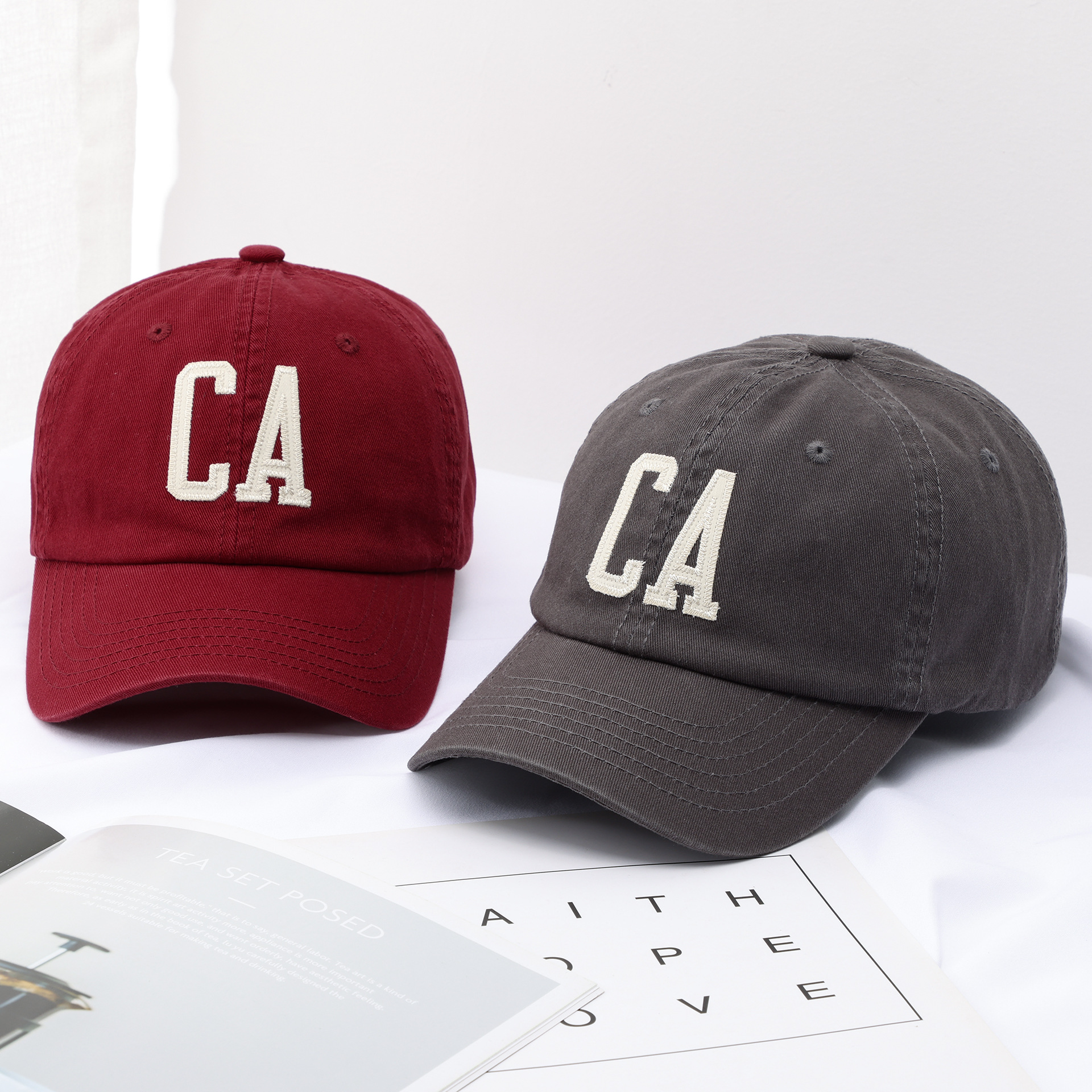 Customized High-quality CA Letter Embroidery 6-Panel Cotton Adjustable Sporty Fashionable Unisex Four Seasons Baseball Cap