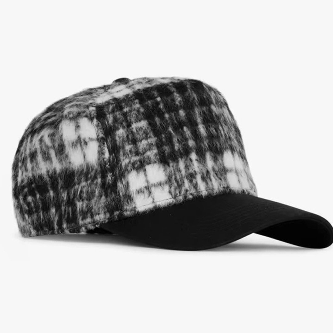 Autumn Winter Curved Brim Baseball Sport Cap Custom 6 Panel Distressed Retro British Plaid Felt Baseball Cap