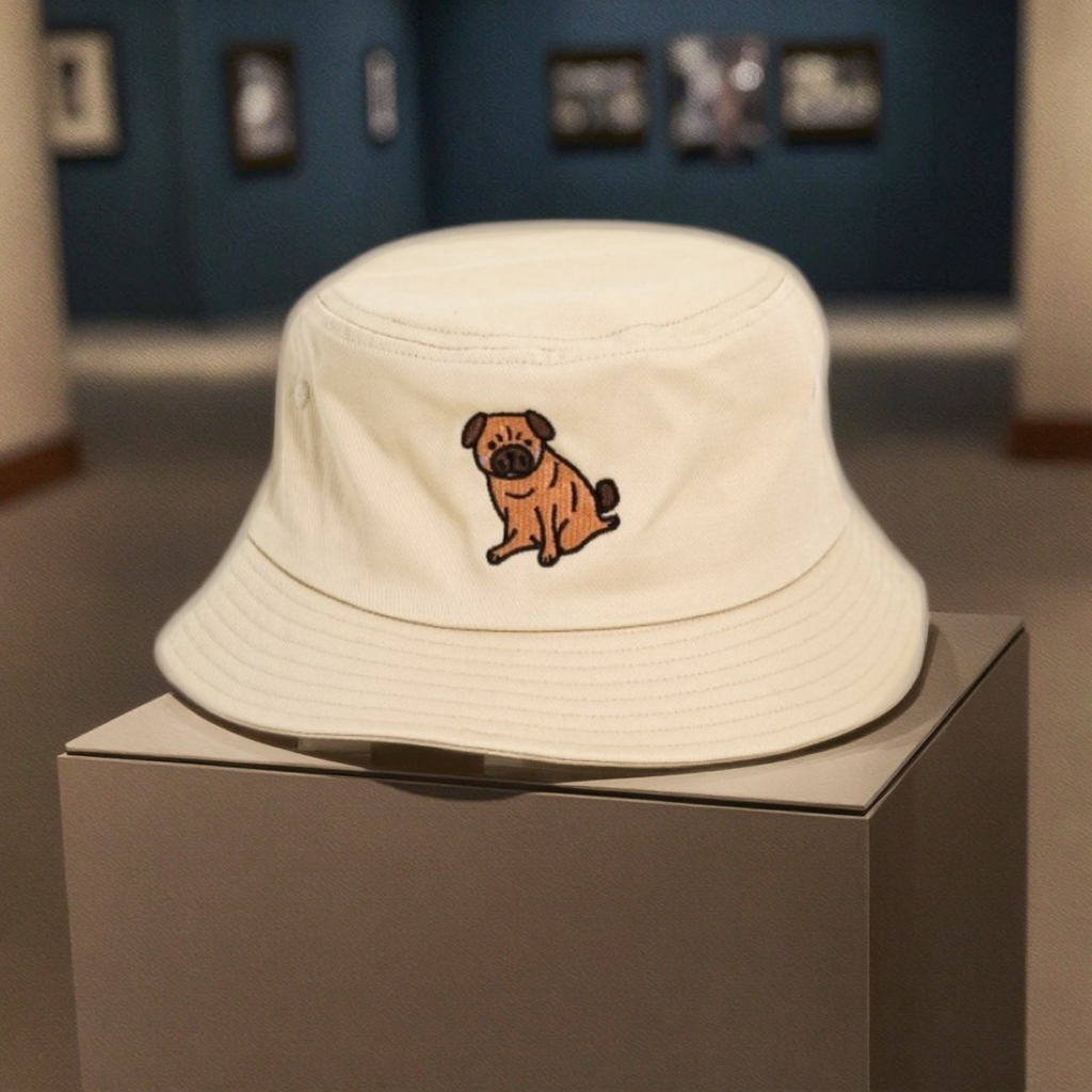 Luxurious 100% Cotton Doggy Cap Embroidered Bucket Hat for Fishing Beach Leisure and Everyday Use