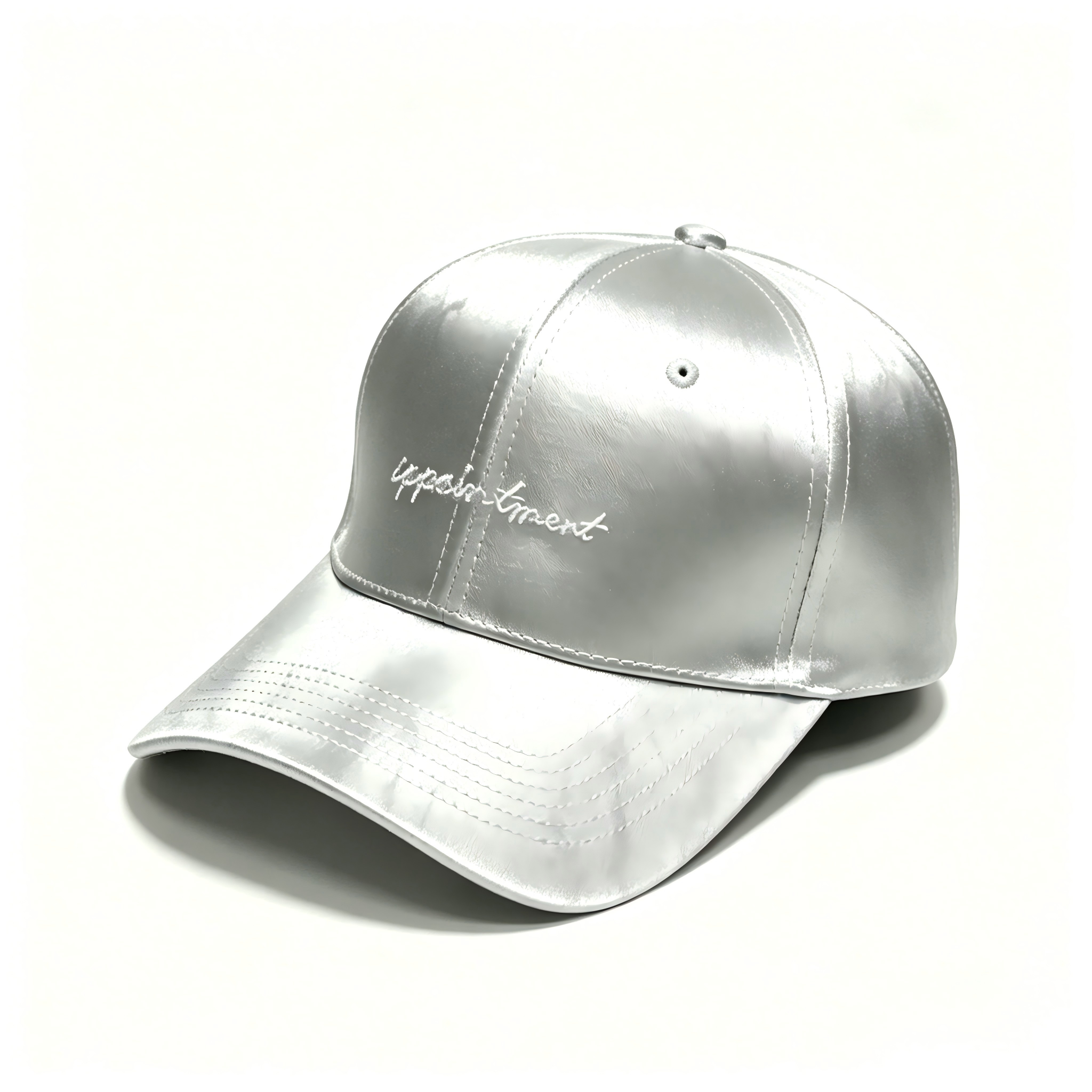 Solid Satin Baseball Cap Custom Script Embroidery Soft Crown Shiny Silk Dad Hat Women Casual Daily Sun Hat