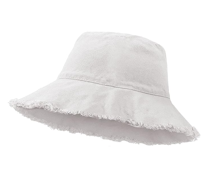 Women's UV Protected Summer Beach Sun Hat Frayed Bucket Design Foldable and Distressed Casual Style