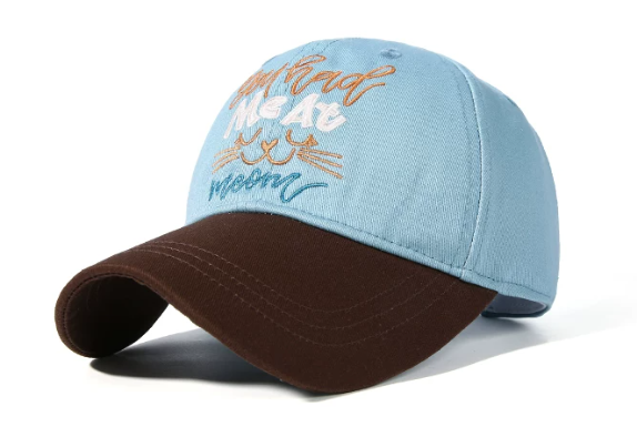 Contrast Color Vintage Embroidered 6-Panel 100% Cotton Baseball Cap Adjustable Unisex Outdoor Travel Use