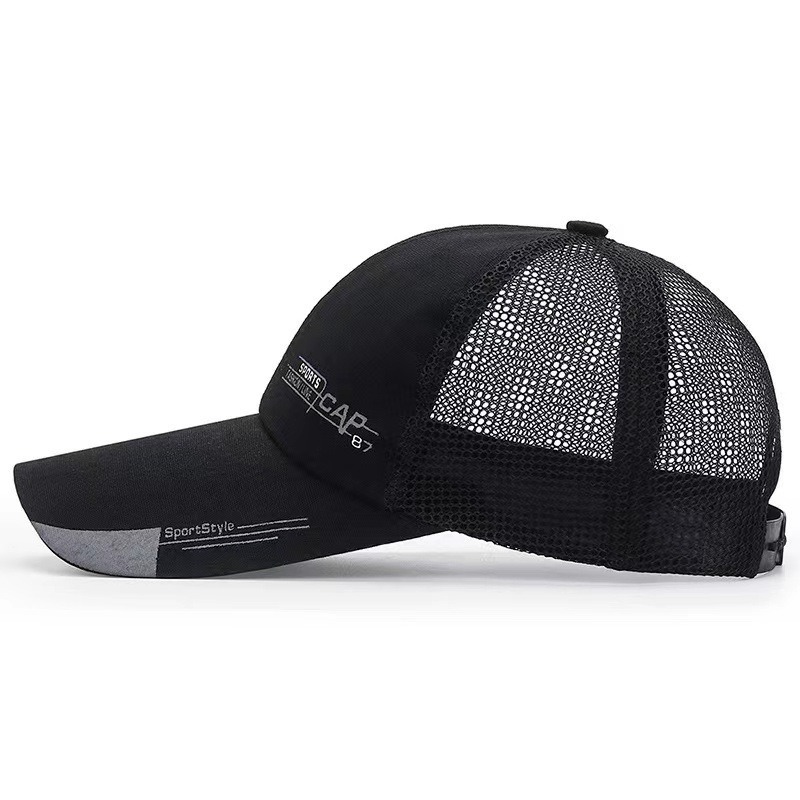 Summer Mesh Breathable Extended Brim Sun-protective Baseball Cap with Half Mesh Large Brim Truck Driver Hat