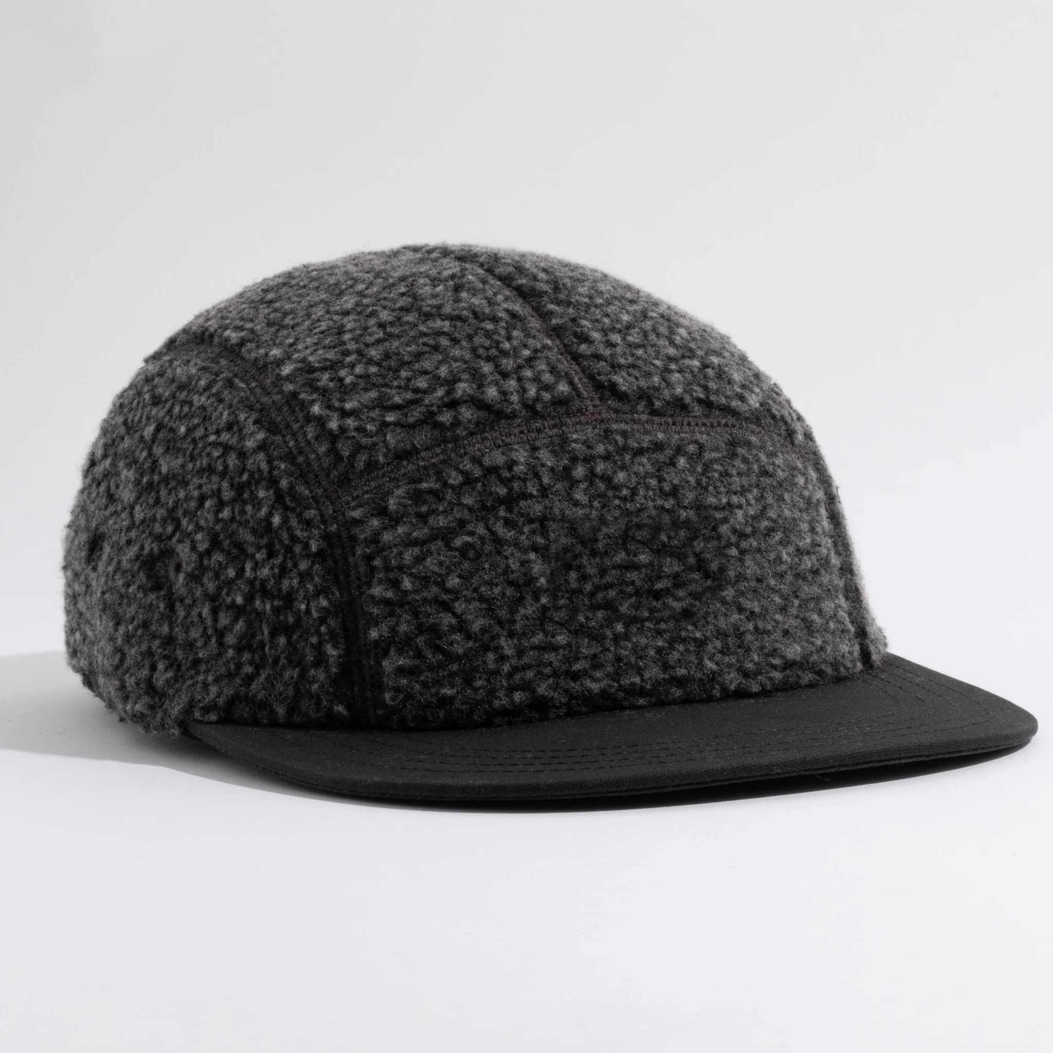 Custom Color Outdoor Warm Fleece Camping Hat Adjustable Strap Blank Short Brim 5 Panel Cap