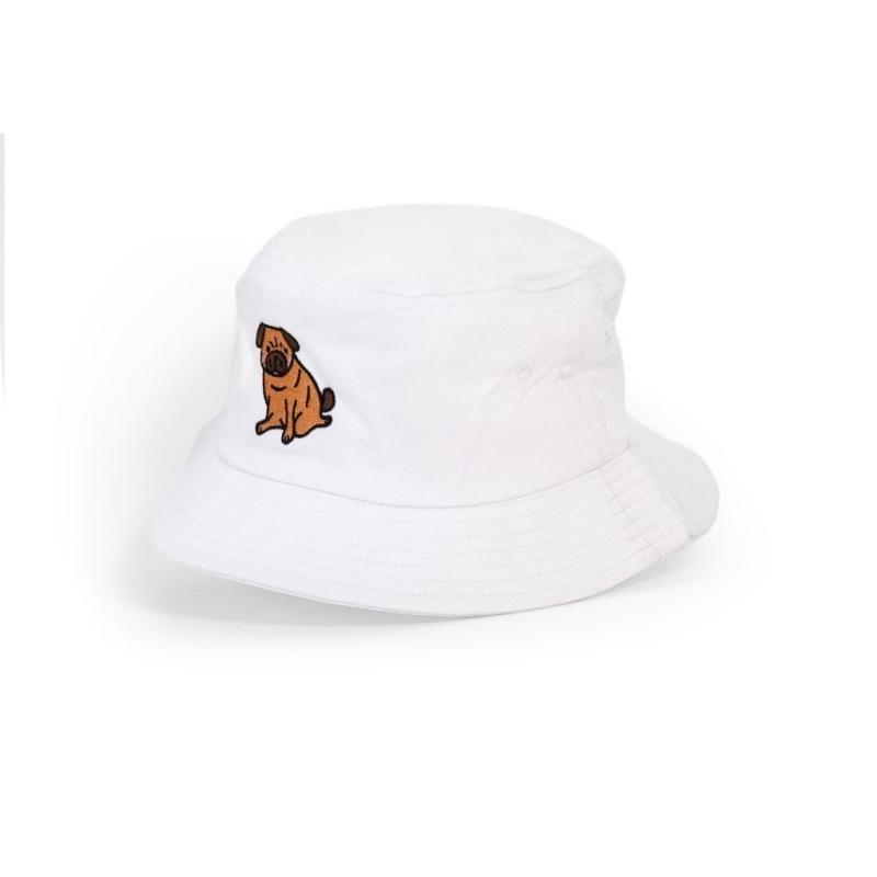Luxurious 100% Cotton Doggy Cap Embroidered Bucket Hat for Fishing Beach Leisure and Everyday Use