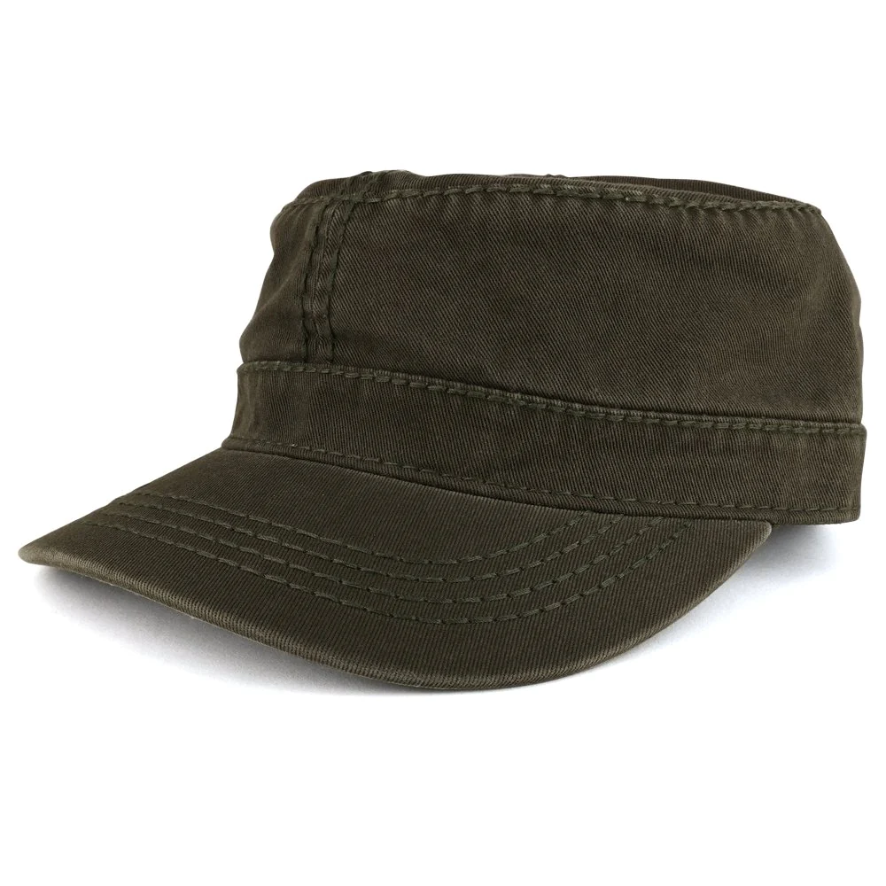 Outdoor Character Garment Washed Cotton Twill Flat Top Cap with 3D Embroidery and Adjustable Heavy Stitching