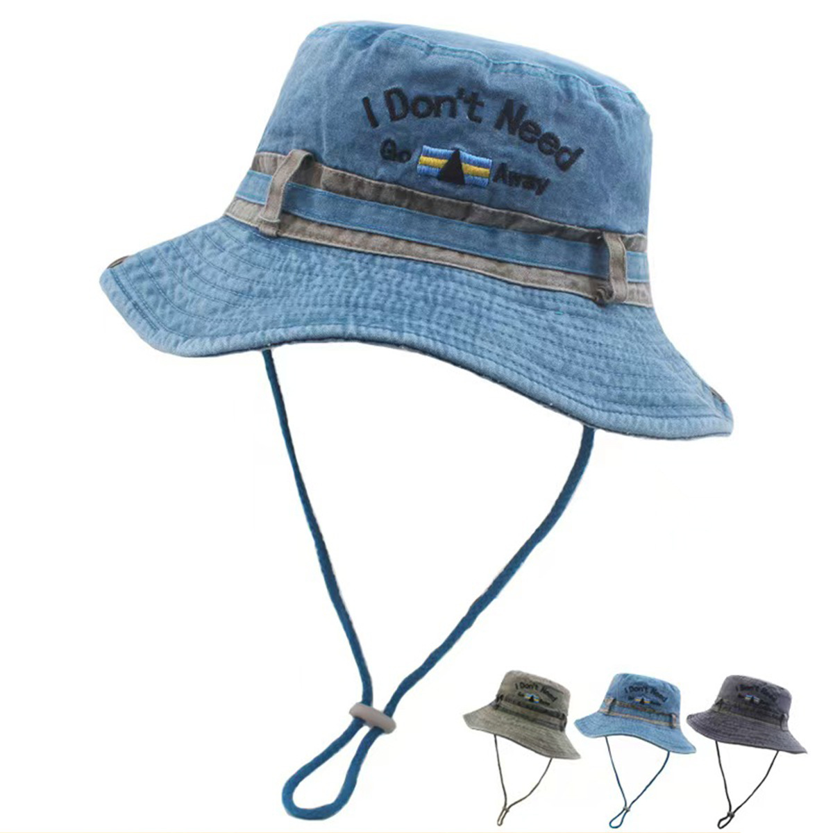 Alphabet Washed Distressed Fishermen's Cowboy Hats Men Women Outdoor Camping Mountain Climbing Sun Protection Western Character