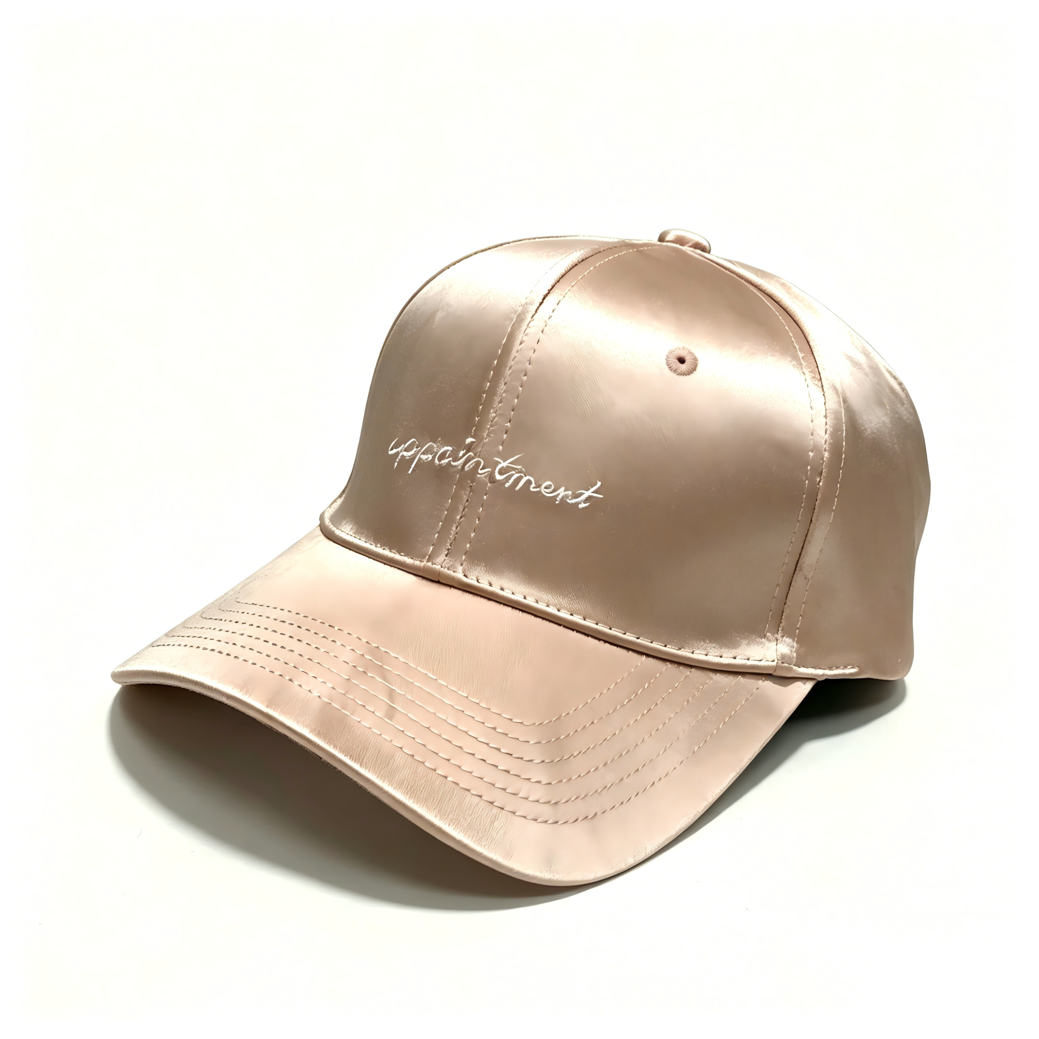 Solid Satin Baseball Cap Custom Script Embroidery Soft Crown Shiny Silk Dad Hat Women Casual Daily Sun Hat