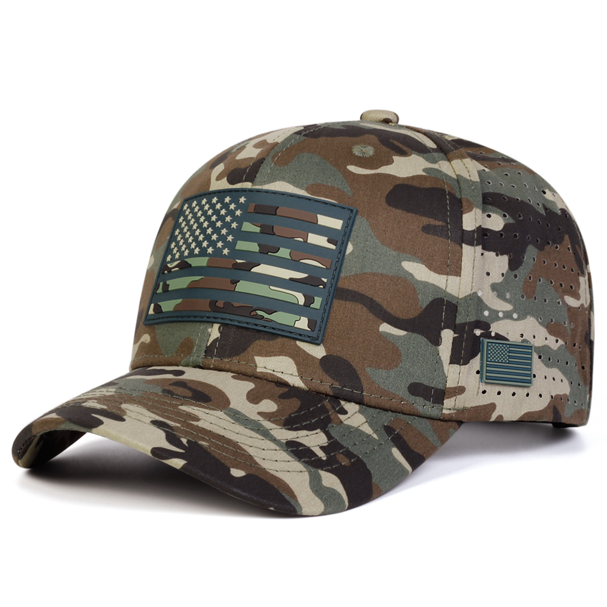 Fashion Camouflage Pattern National Flag Baseball Cap with Ventilation Holes Soft Top Beanie,truck Driver Hat
