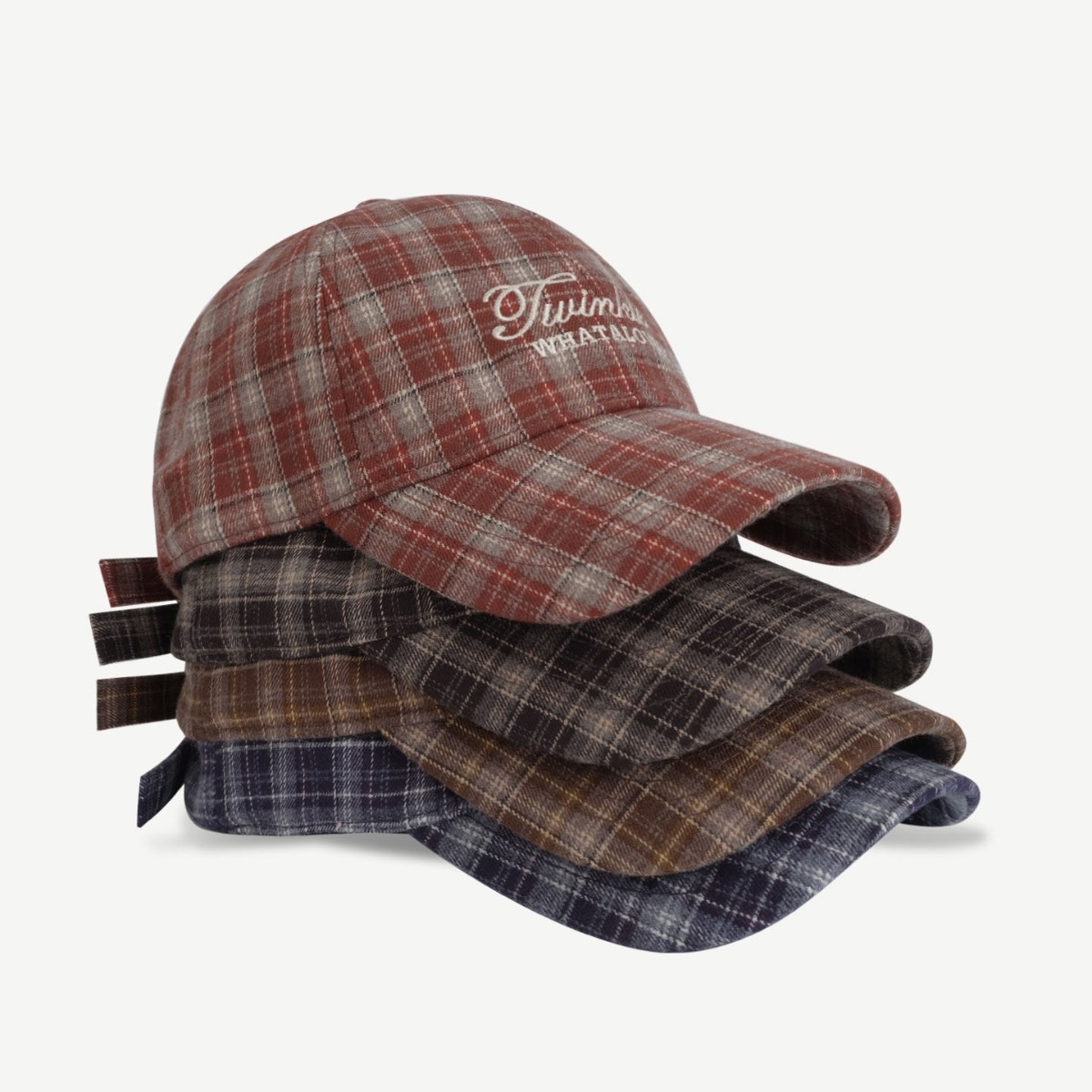 High-quality Fall and Winter Hat Korean-style Fashionable Checkered Embroidered Baseball Cap Casual Baseball Cap