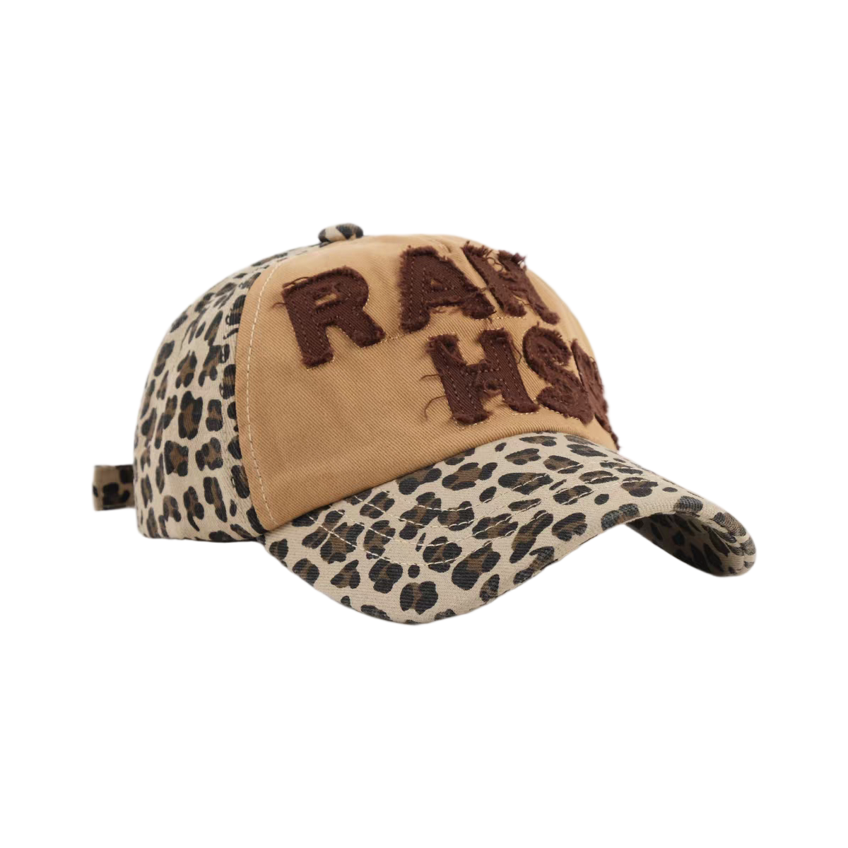 Leopard Print Patchwork Letter Embroidered Twill Sporty Baseball Cap Retro Y2K Soft Top Adjustable Dad Hat Common