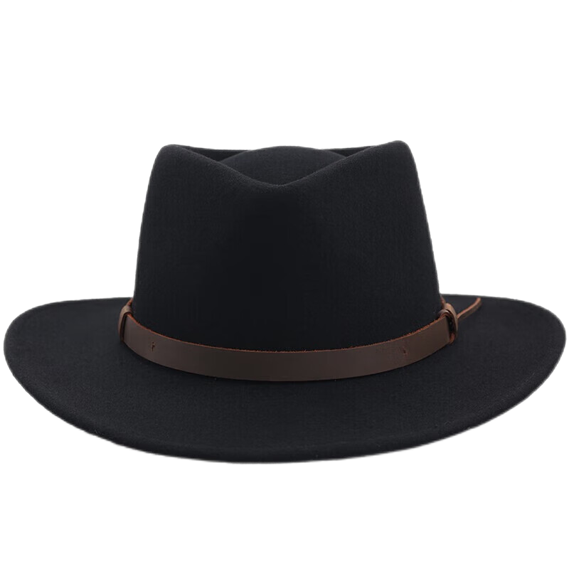 Custom Wide Brim Solid Fedora Felt Hats for Men Fedora Panama Hats With Leather Strap