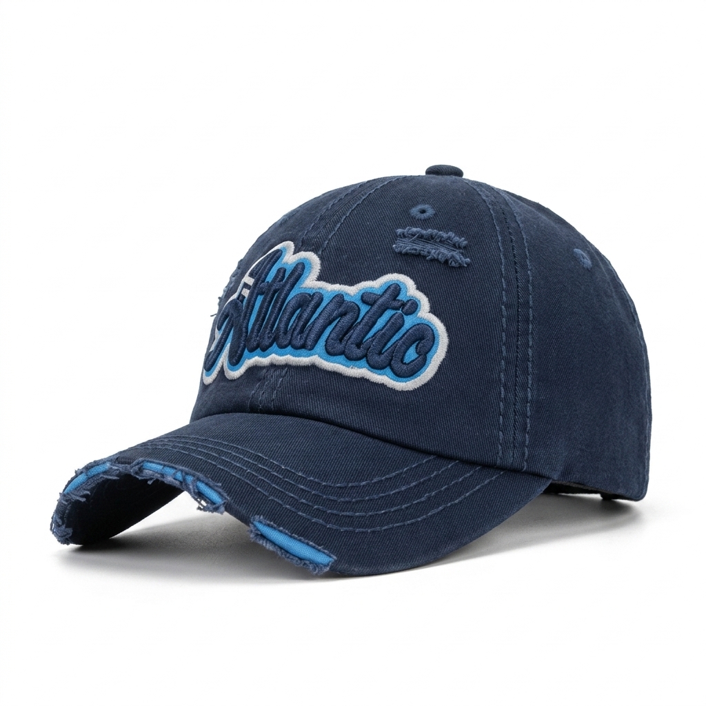 Customized Baseball Cap with Overseas Trade LOGO, Printed and Embroidered with Flowers, Washed Fabric