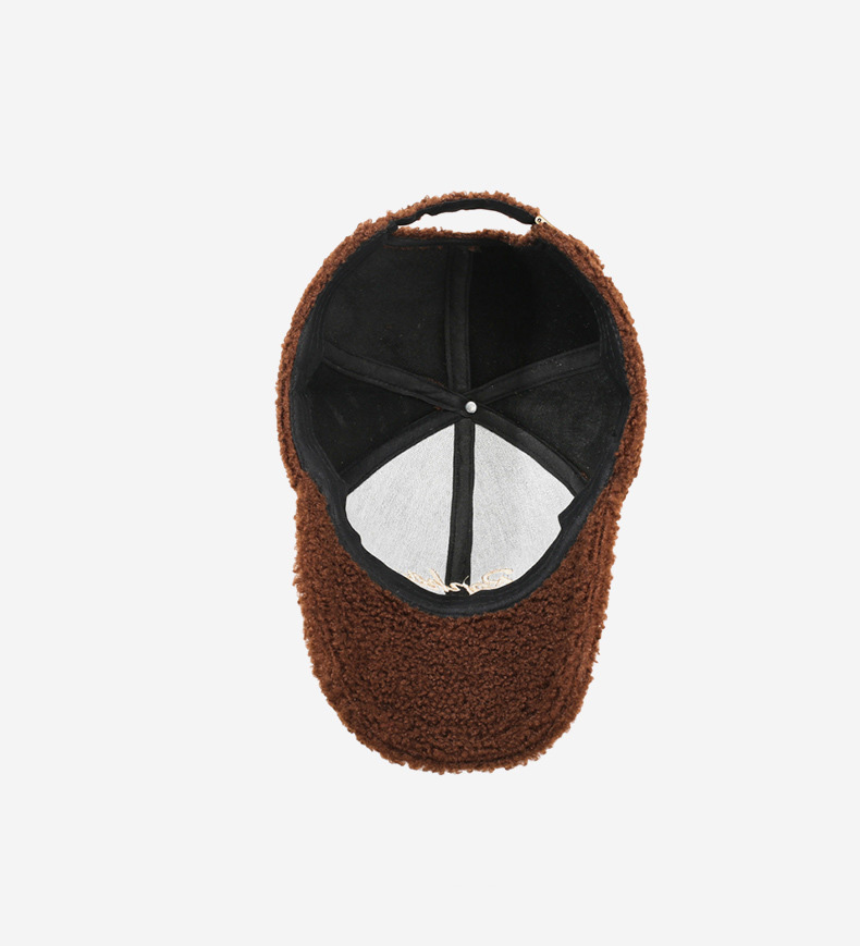 2026 Autumn/Winter New Style Lamb Wool 6-Panel Adjustable Baseball Cap Letter Embroidery Outdoor Warm Protection Women's Sport