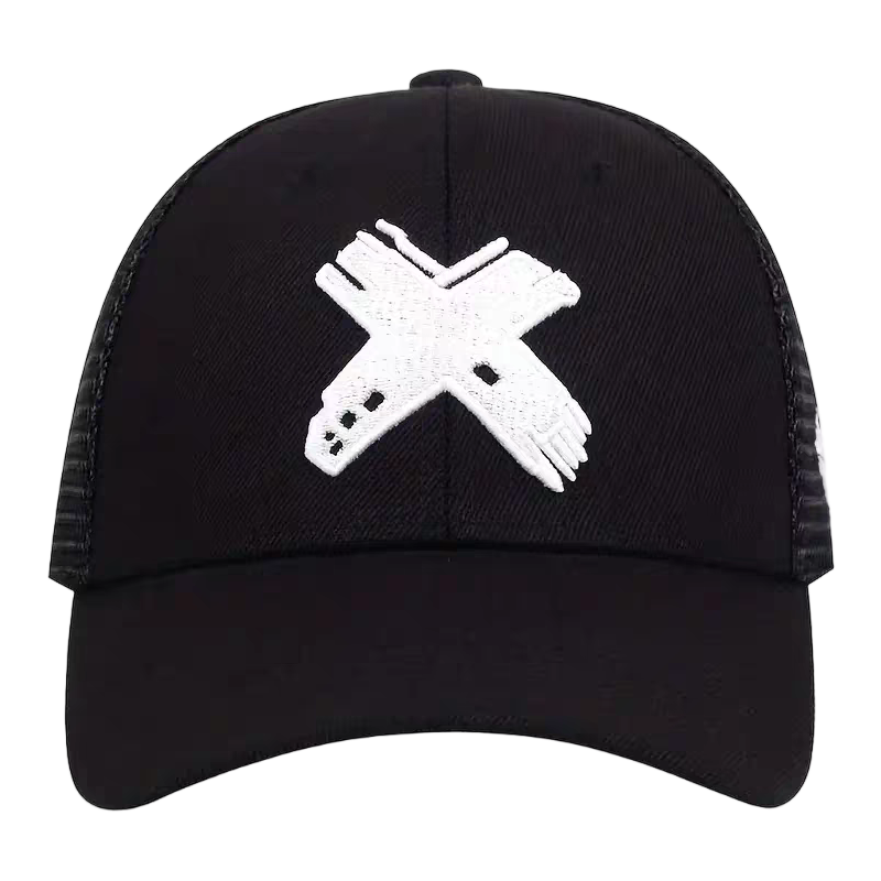 Distressed 6-Panel Trucker Hat with Embroidery Mesh Back Adjustable Strap-Breathable Polyester/Cotton Casual Hip Hop Beach Style