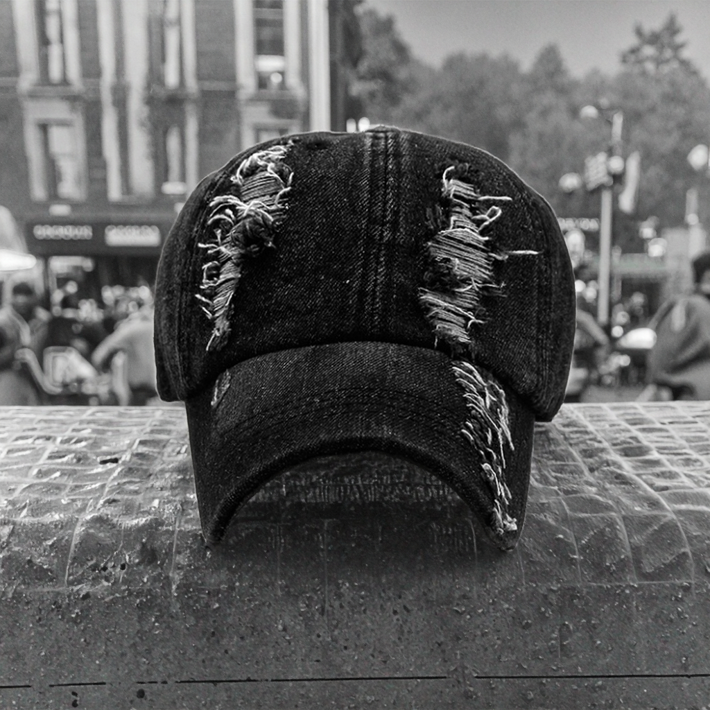 Customizable Vintage Washed Cotton Dad Hat Sporty Street Style Ripped Embroidered Logo Baseball Cap Fashion Denim Sport Cap