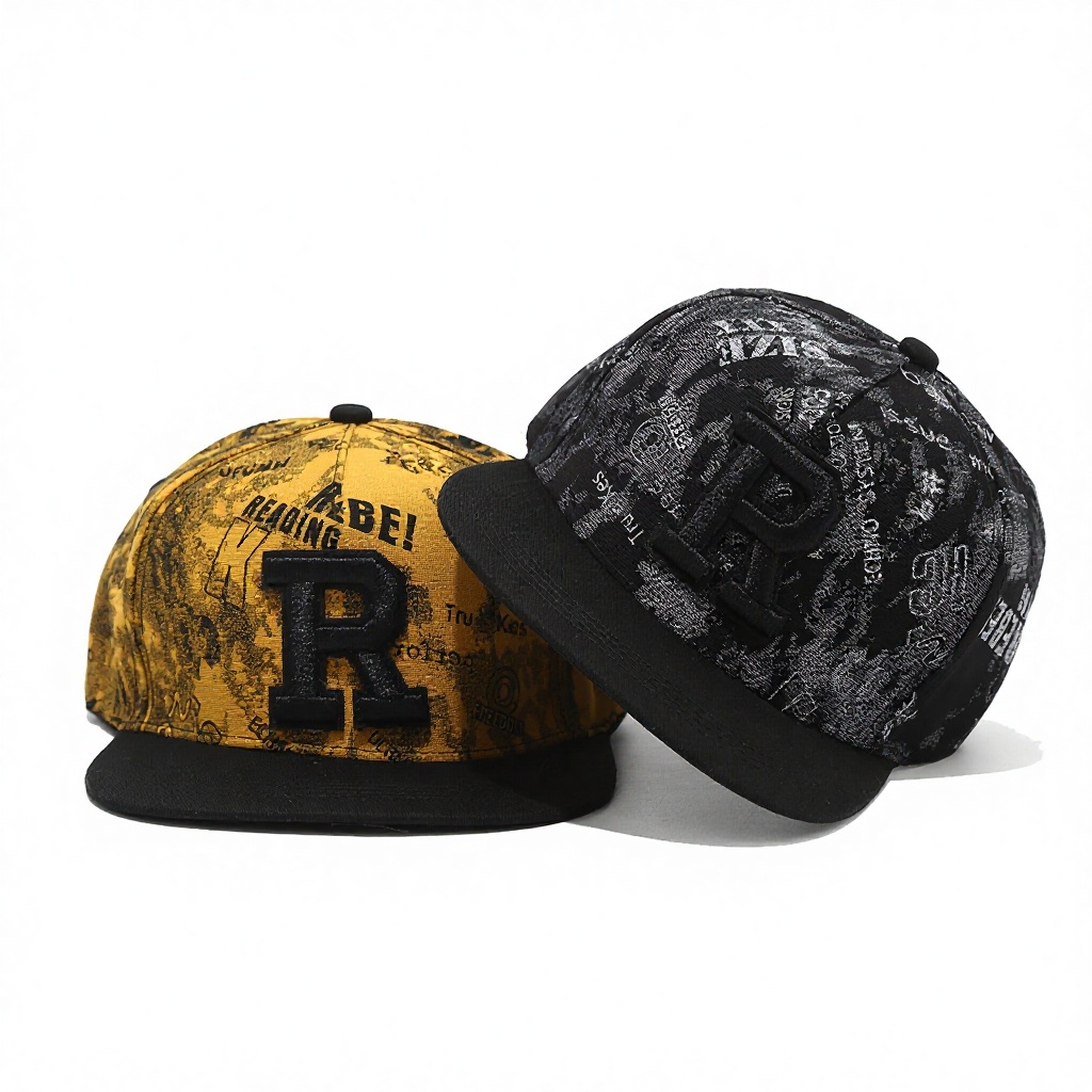 Letter Embroidery Trendy Street Hip Hop 5-Panel Baseball Cap for Spring and Summer Outdoor with Flat Brim