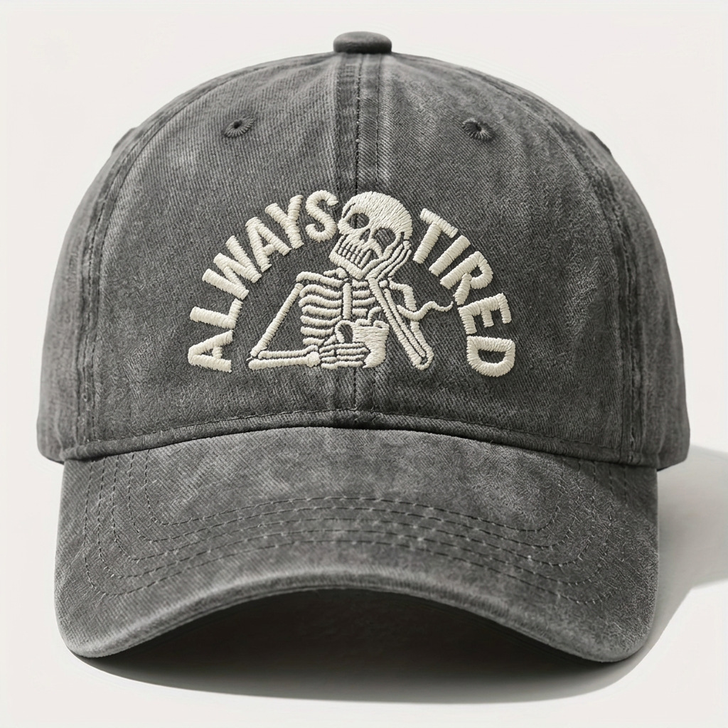 Three-dimensional Skull Letter Embroidery Washed-out Distressed Baseball Cap for Outdoor Sun protection