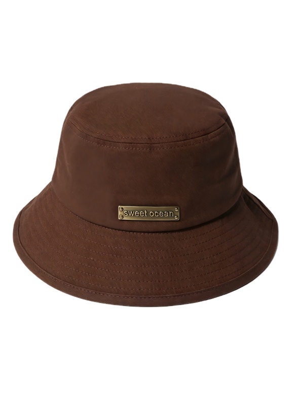 Premium Wide Brim Cotton Bucket Hat for Men Women Custom Metal Plaque Logo Sweet Ocean Fashion Summer Sun Hat with Satin Lining