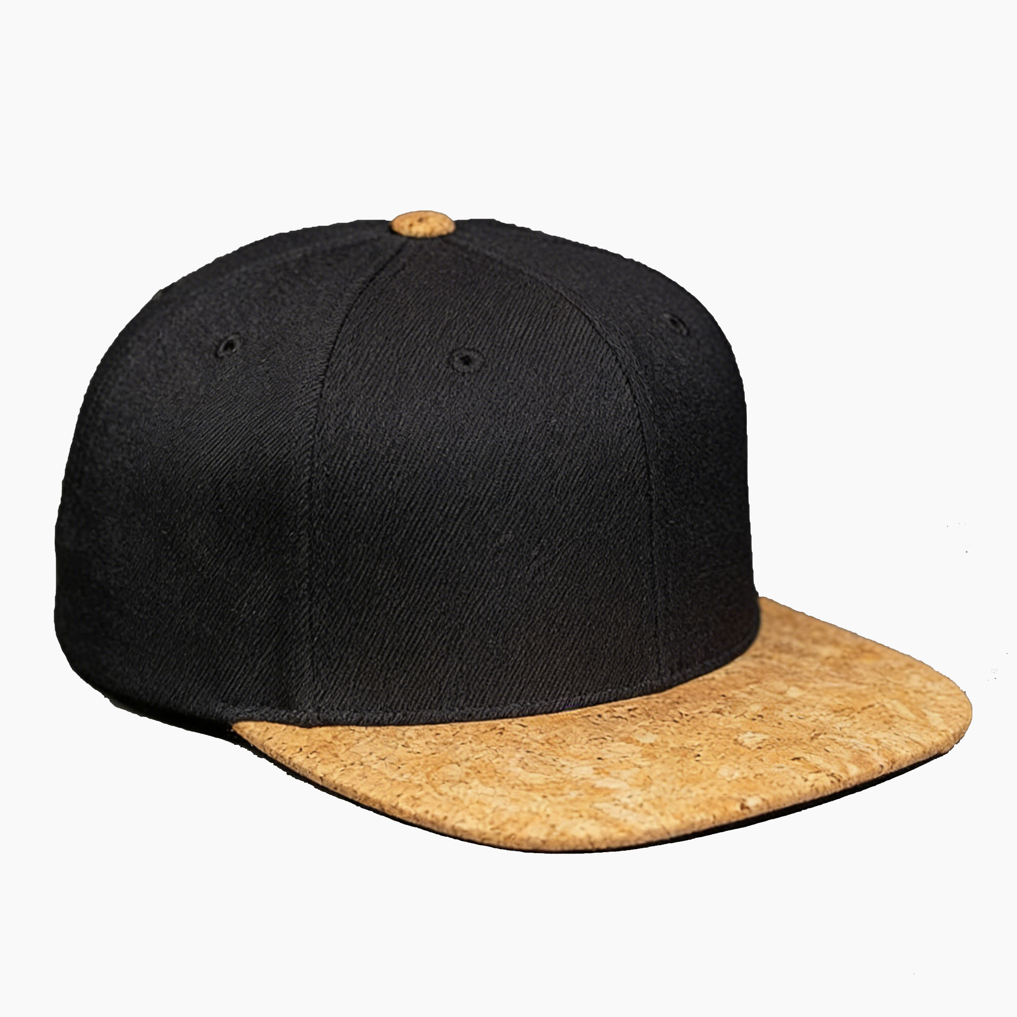 Wholesale Factory Custom Snapback Closure 6 Panel Embroidery Wooden Cork Fabric Flat Brim Hats With Custom logo Caps