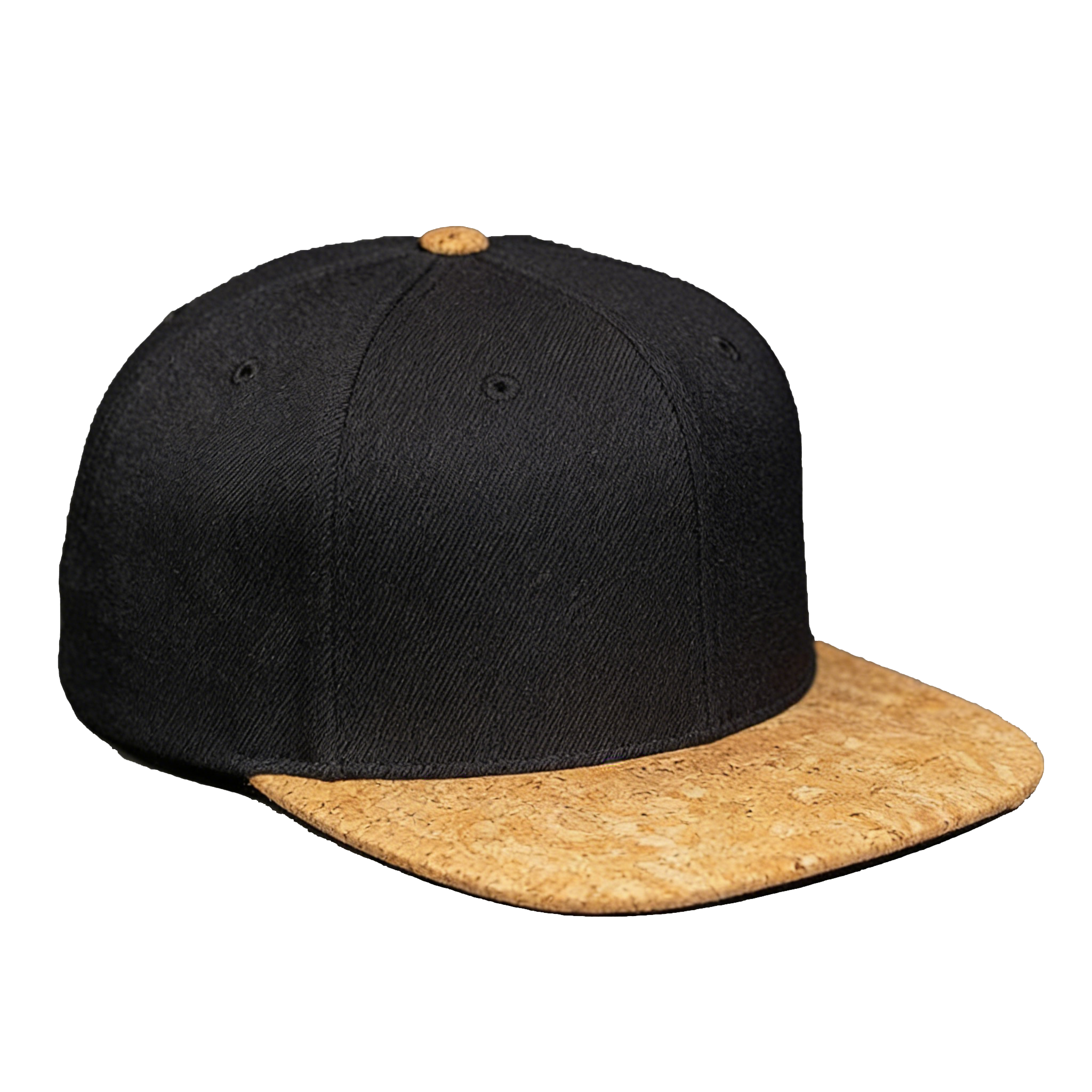 Wholesale Factory Custom Snapback Closure 6 Panel Embroidery Wooden Cork Fabric Flat Brim Hats With Custom logo Caps