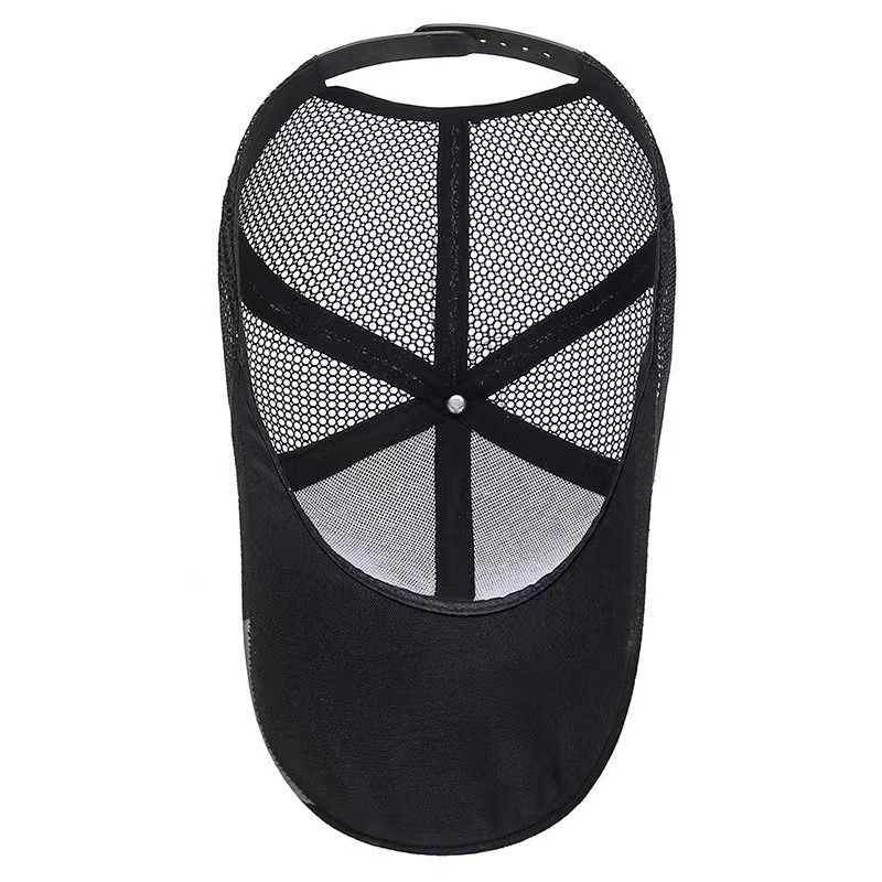 Summer Mesh Breathable Extended Brim Sun-protective Baseball Cap with Half Mesh Large Brim Truck Driver Hat