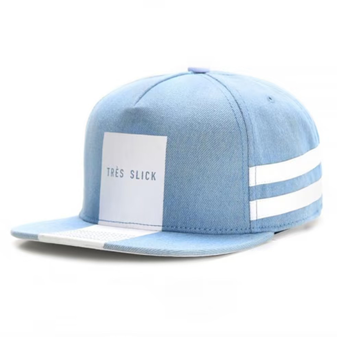 New Trendy Unisex Niche Blue Cotton High-Quality Durable Sweat-Absorbing Baseball Cap Flat Brim Wholesale Custom Street Daily