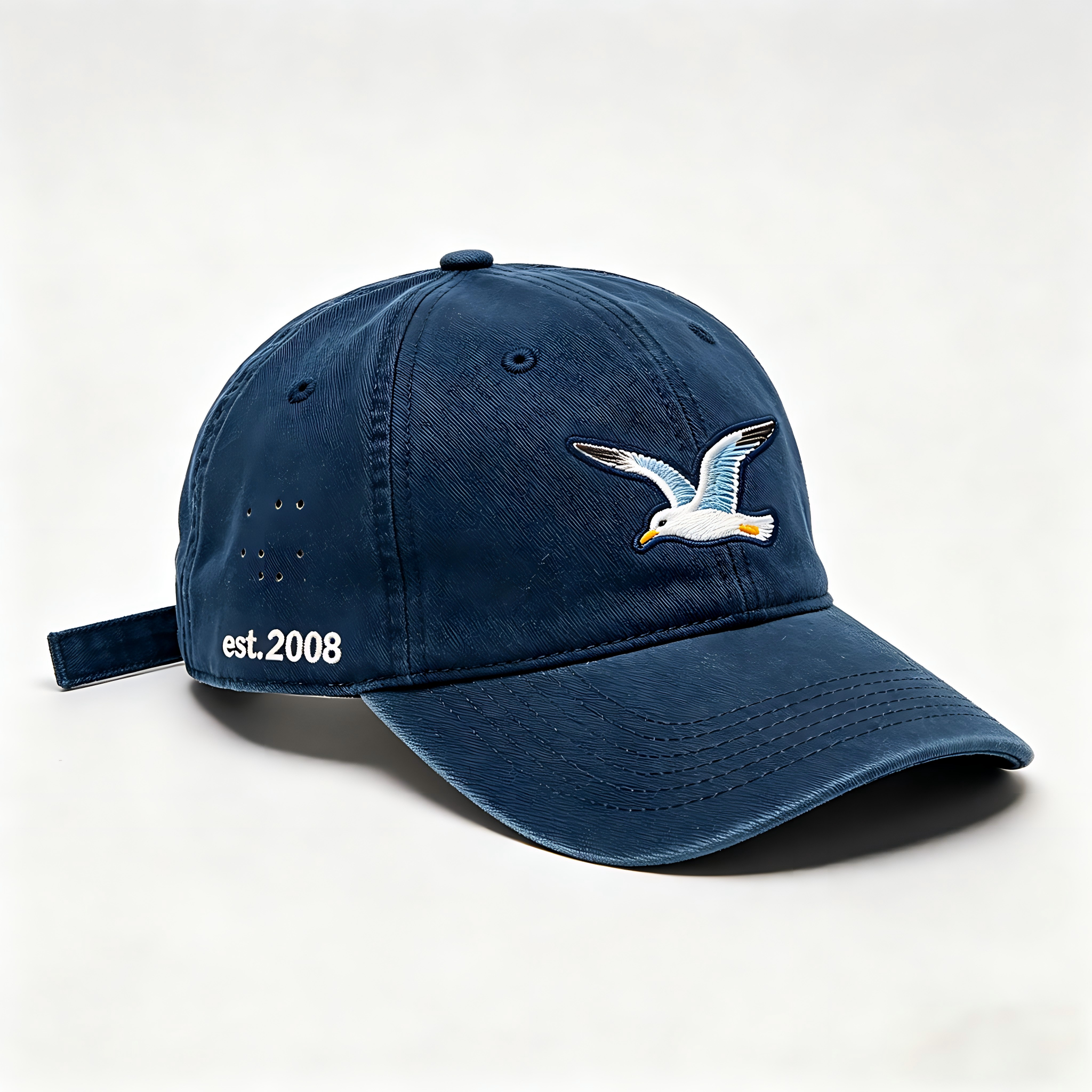 Vintage Washed Embroidery Baseball Cap  Casual Distressed Navy Brim Dad Hat Outdoor Sun Protection Adjustable Cotton Sports Cap