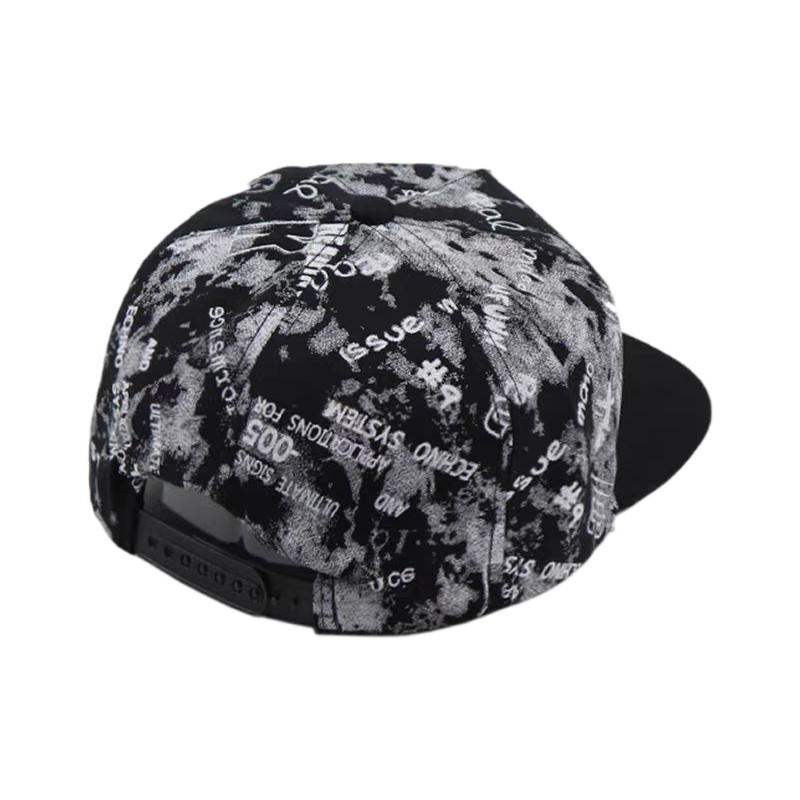 American 6-Panel 3D Letter Ink Splash Printed Adjustable Flat Brim Hip Hop Street Style Casual Unisex Snapback Cap Travel Ready