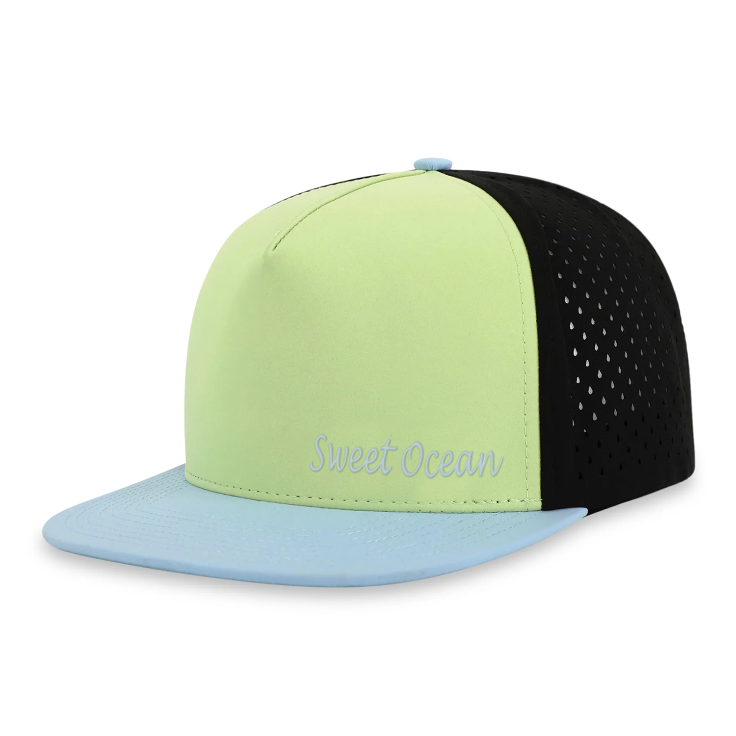 High Quality 5-Panel Nylon Snapback Rope Cap Water-Resistant Sports Camouflage Perforated Hole Customizable Outdoor Cycling