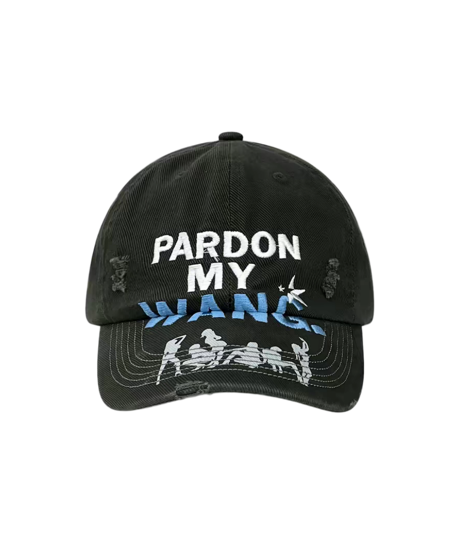 Black Washed Distressed Baseball Cap American Street Letter Printed Soft Top Adjustable Unisex Dad Hat