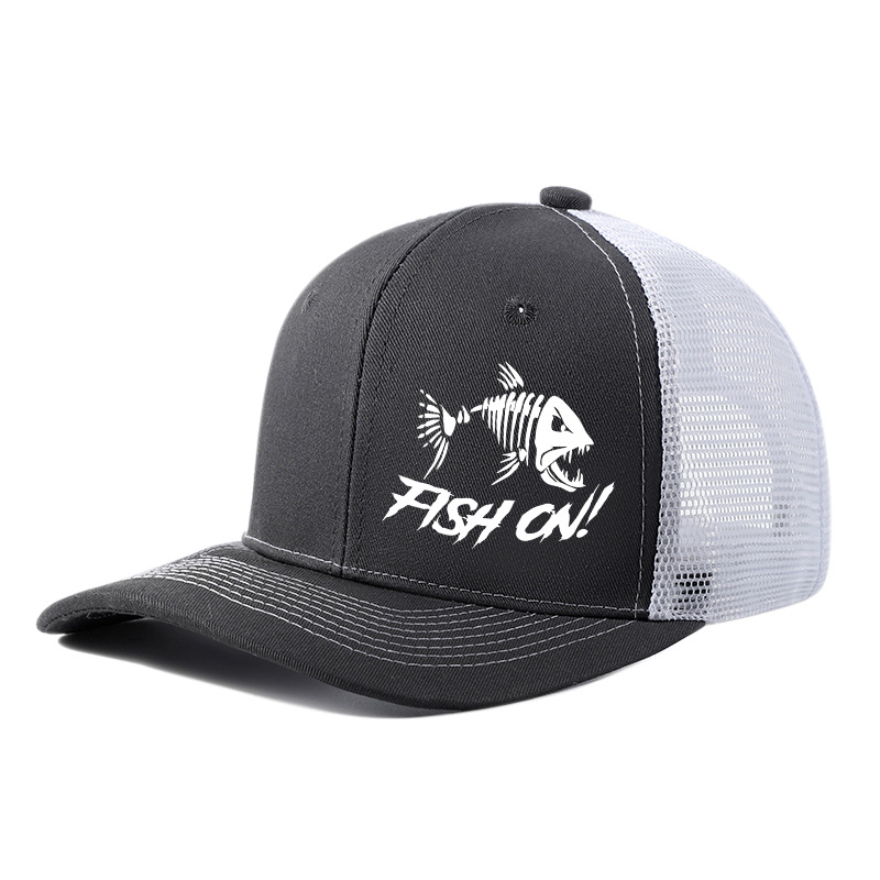 Creative Design Fish Pattern Flat Brimmed Net Cap Ventilated Truck Driver Hat