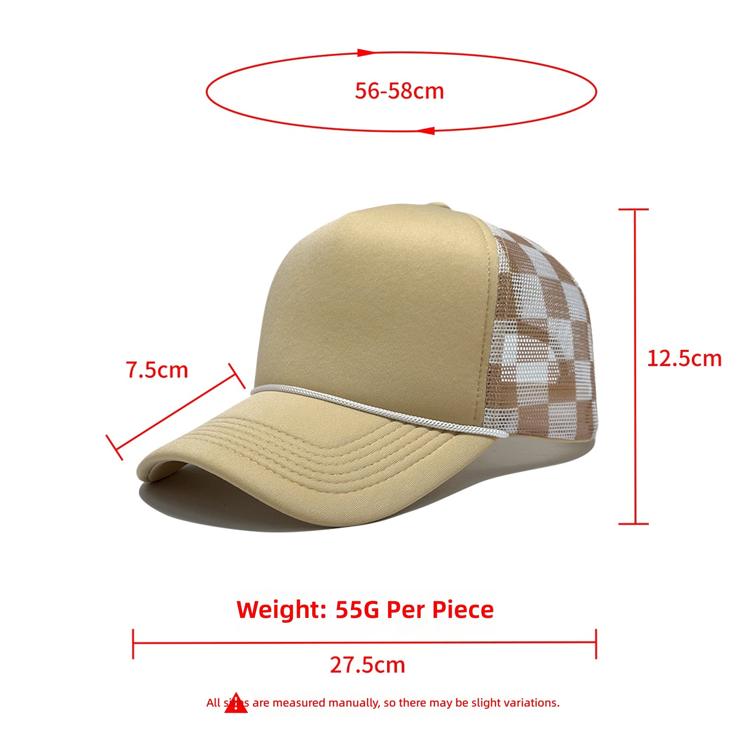Customized Chessboard Pattern Sponge Net Cap with logo - Summer Breathable Trucker Hat for Men and Women Customizable logo