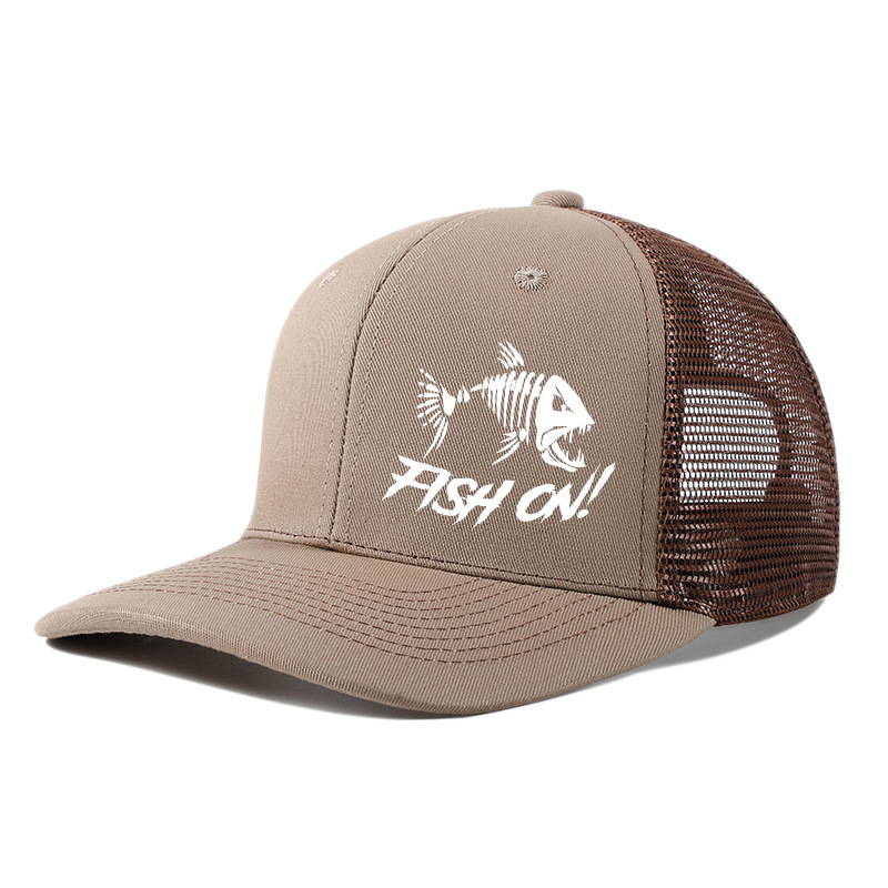 Creative Design Fish Pattern Flat Brimmed Net Cap Ventilated Truck Driver Hat