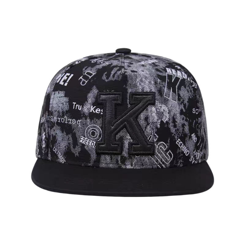 American 6-Panel 3D Letter Ink Splash Printed Adjustable Flat Brim Hip Hop Street Style Casual Unisex Snapback Cap Travel Ready