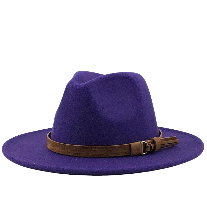 Custom Winter Wool Fedora Hat for Men and Women Vintage Style Wide Brim Leather Straw with Ribbon Buckle for Party