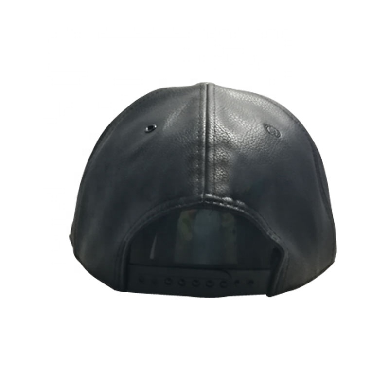 High Quality Black 6-panel Leather Flat Brim Snapback Caps with Custom Logo Outdoor Travel Street Style Character