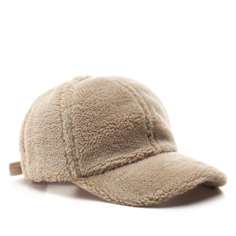 High Quality Vintage Solid Color Winter Warm Plush Wool Lamb Baseball Cap Kids Size Fashionable Sporty Curve Brim Custom Rubber