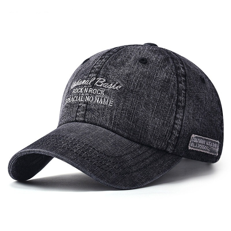 Custom Washed Cotton Denim 6-Panel Embroidery Baseball Cap Vintage Style Puff Printing Sports Dad Hat for Men Women Soft Fabric