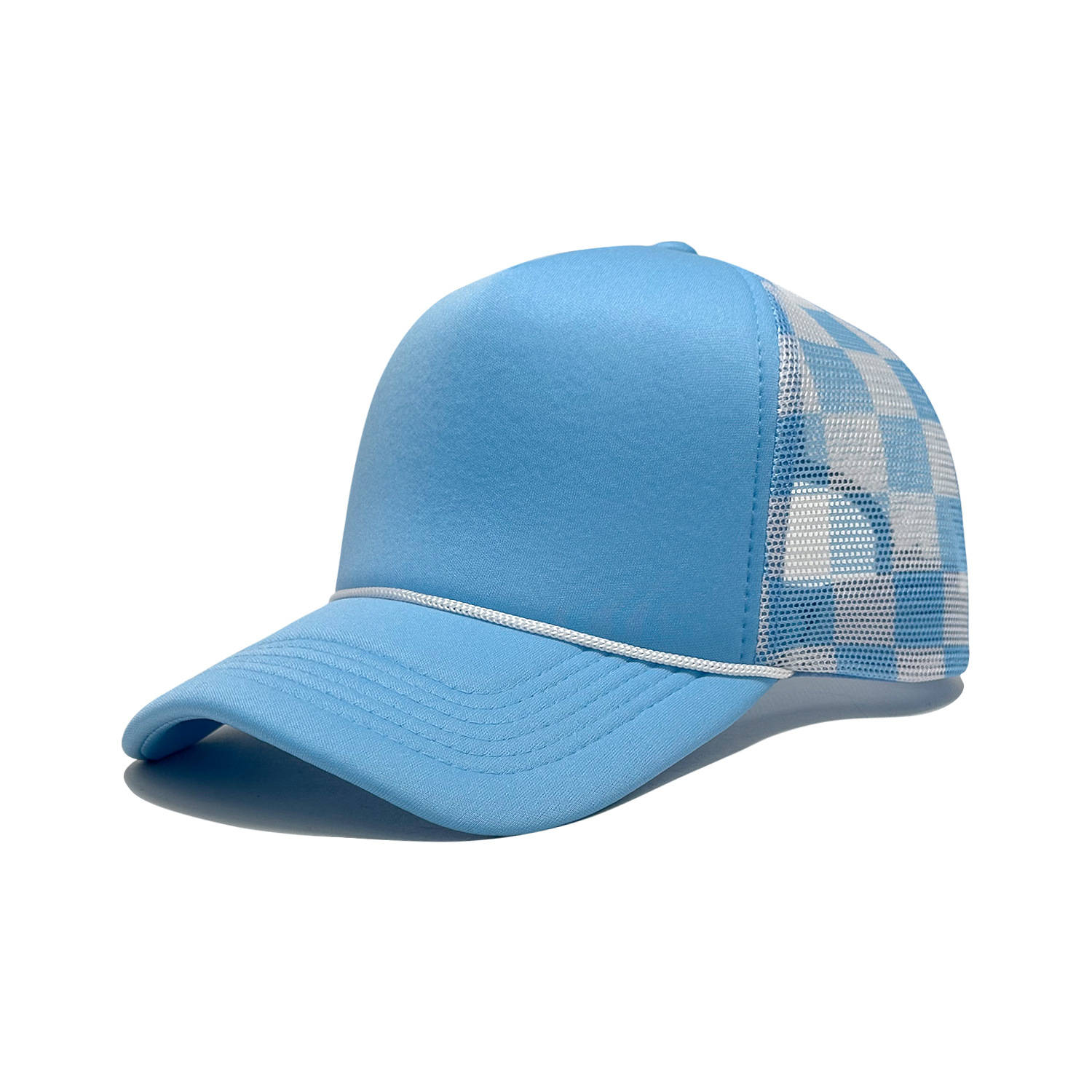 Customized Chessboard Pattern Sponge Net Cap with logo - Summer Breathable Trucker Hat for Men and Women Customizable logo