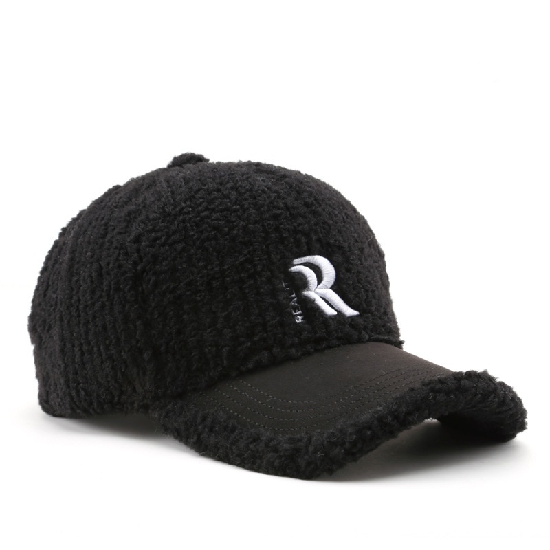 Custom Winter Sports Hat for Women Warm Fleece Felt with 3D Embroidery Logo Teddy Plush Lamb Wool Baseball Cap Letter Pattern
