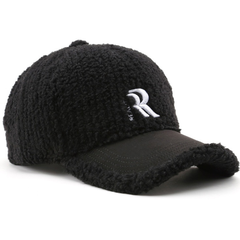 Custom Winter Sports Hat for Women Warm Fleece Felt with 3D Embroidery Logo Teddy Plush Lamb Wool Baseball Cap Letter Pattern